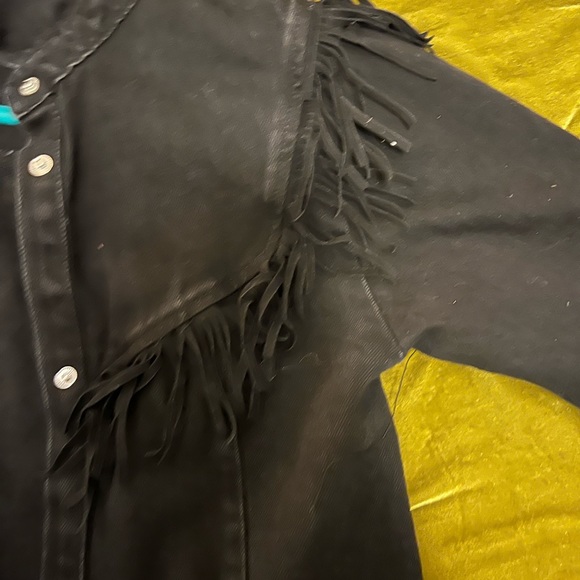 Black denim fringe jacket - Picture 5 of 5